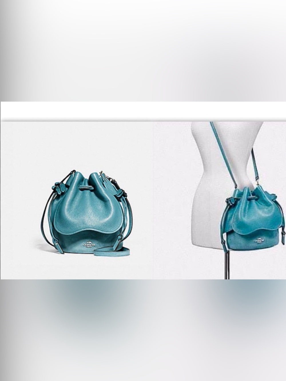 Coach Teal Drawstring Pebbled Leather Crossbody Bag